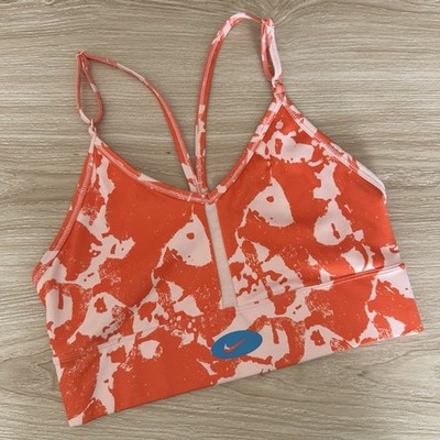 Nike Medium Indy Icon Clash Sports Bra Orange Abstract Splattered Paint Gym