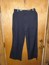 Black Size Large Pleated Straight Leg Slacks