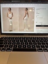 Lulus Love All Of Me Champagne Satin Maxi Dress (wedding dress) Size XS