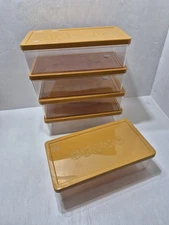 Lot of 5 Vintage Wil-Hold Wilson MFG Plastic Storage Box Containers w/Lid Sewing