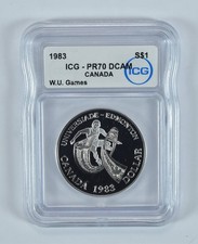 1983 Canada Silver Dollar World University Games PR70 DCAM ICG *6079