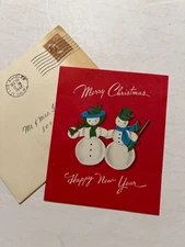 VTG 1947 Christmas Snowman Greeting Card by Norcross
