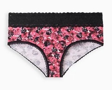 NWT Torrid Plus Size 3 3X 22/24 COTTON MID-RISE CHEEKY LACE TRIM PANTY SKULLS