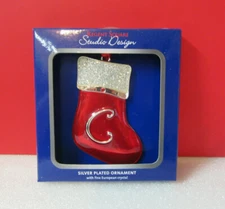 Regent Square Letter "C" Monogram Silver Plated European Crystals Ornament