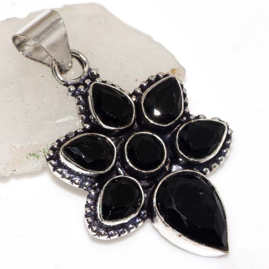 Black Onyx 925 Silver Plated Handmade Pendant Us 2.1 Aesthetic Jewellery JW