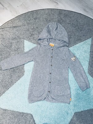 Steiff long cardigan graue Feinstrick Kapuzenstrickjacke Gr.98/ 3Y NP 79  Jacke