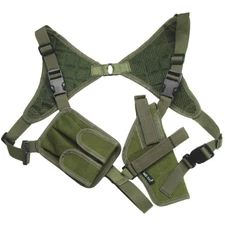 Tactical Shoulder Pistol Holster + Mag Pouch Adjustable Airsoft Cordura Olive OD
