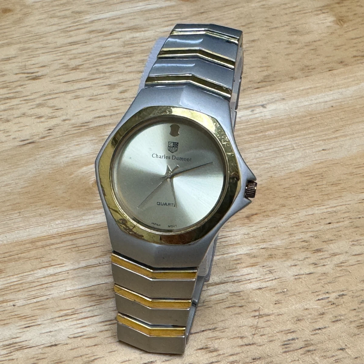 Charles Dumont Quartz Watch Men Dual Tone Japan Movt Analog New