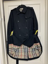 Women’s Burberry London Black Short Trench Coat Nova Check Full Lined Sz 8