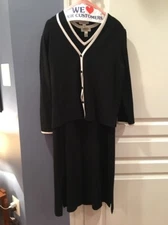 Two piece Talbots Dress Black and Ivory Petite Large EUC