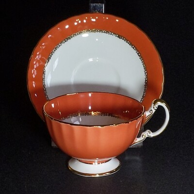AYNSLEY FRUIT RED TEA CUP & SAUCER, Made in England