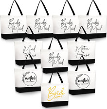 10 Pieces Bridesmaid Tote Bags,Bridesmaid Gift Bags Wedding Canvas Bag... 