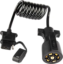 7-Pin RV Blade to 4 Pin Flat Trailer Plug Adapter 5Ft with PU Insulation Jacket,