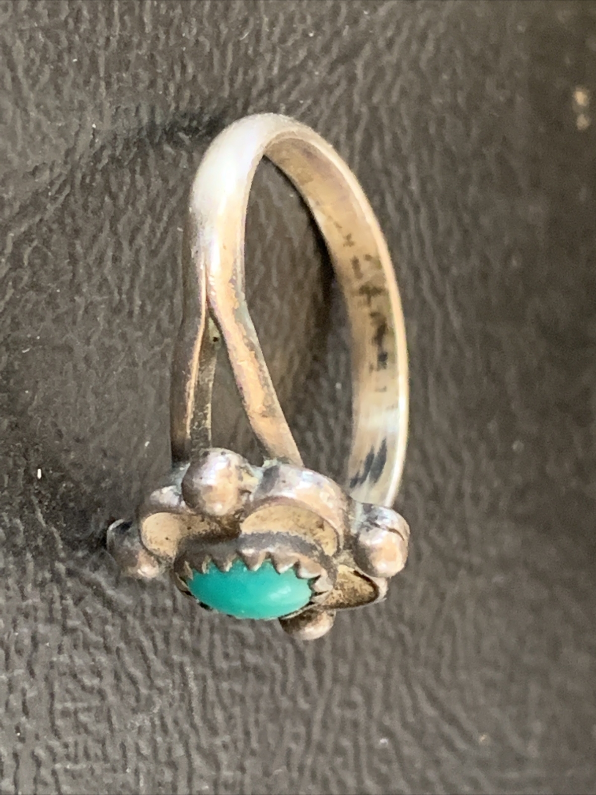 Blue Turquoise Navajo Sterling Silver Old Pawn Butterfly Ring Size 5.5 10786