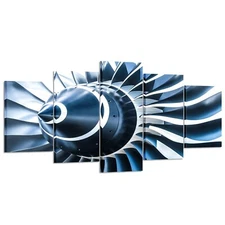 KREATIVE ARTS - Canvas Prints Jet Engine Art Wall Decor 5 Panel Large Turbine...