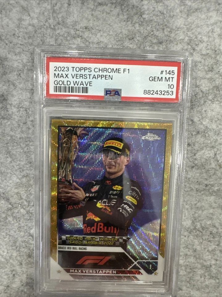 2023 Topps Chrome Formula 1 F1 Max Verstappen #145 Gold Wave /50 PSA 10 POP 1 - Image 4 of 4