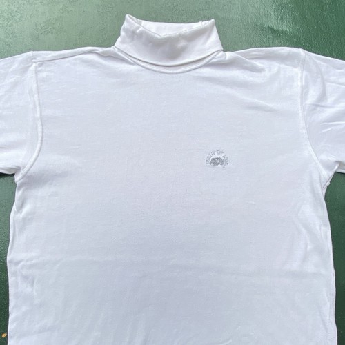 Vintage 90s Fruit Of The Loom Turtleneck Top Large White Embroidered Roll Neck - Picture 4 of 12