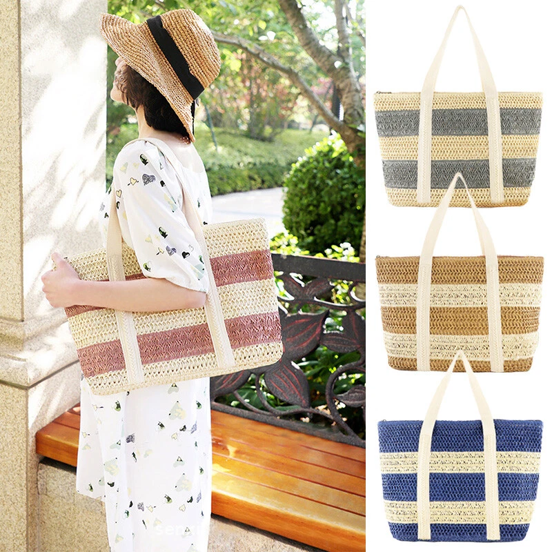 Womens Straw Woven Bag Handbag Beach Bag Shoulder Bag Leisure Fashion Woven Bag - Image 2 of 4