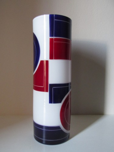 Jarrón de vidrio grabado geométrico estilo bohemio estilo Karl Palda de colección 11,8" de alto - Imagen 6 de 12