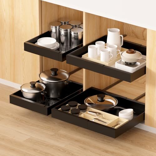 Cassetto Telescopico Estraibile Per Armadietti – 23,5x39,5x19,5 Cm, Senza Trapano, In Acciaio, 2 Pezzi, Regolabile Fino A 56,5 Cm