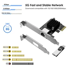 5GB PCIe Network Card PCIe to Ethernet Network Adapter for Windows 11/10 Linux