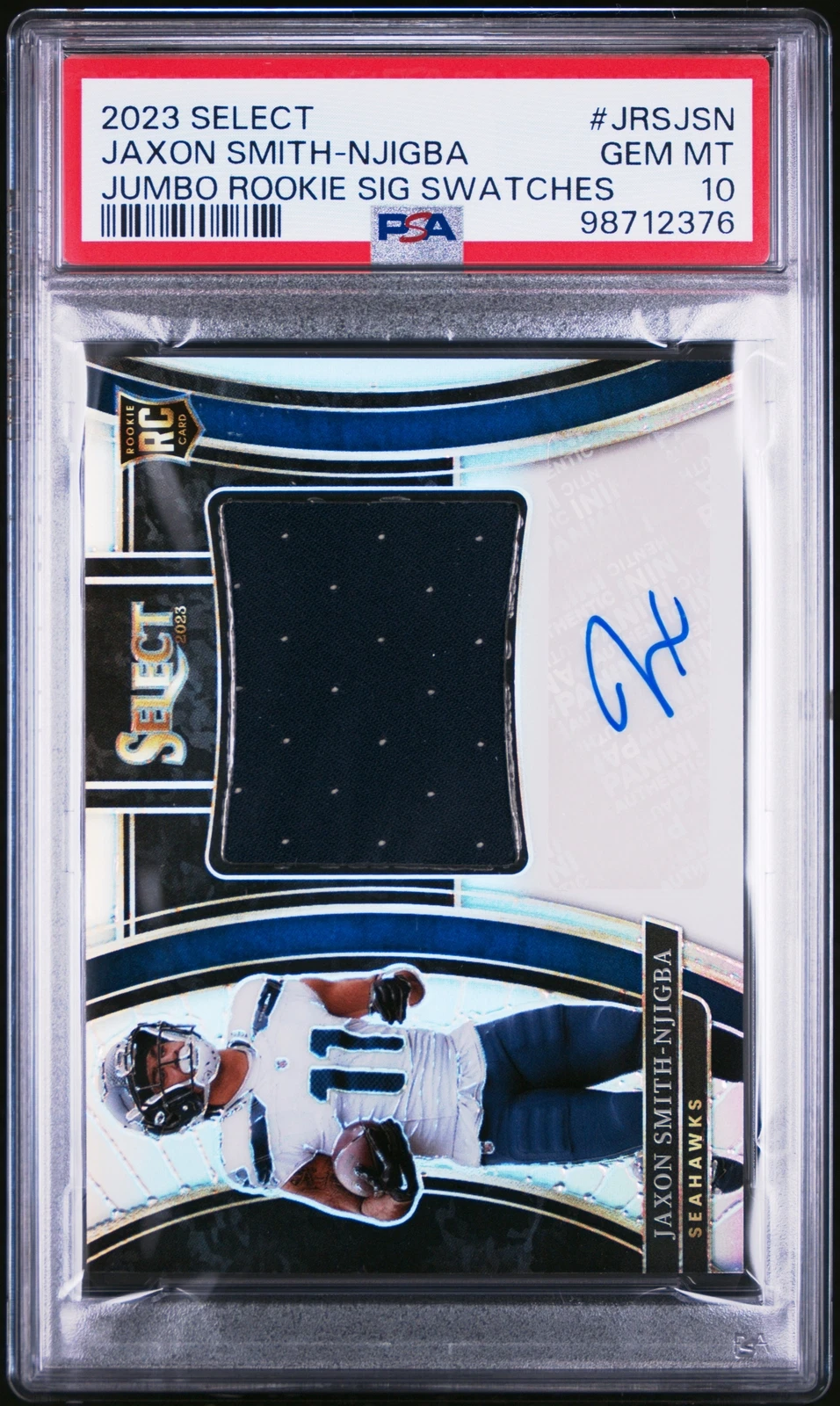 Jaxon Smith-Njigba Panini Select Jumbo Rookie Signature Swatches #JRSJSN Base
