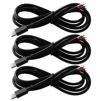 3 Stücke 100cm 22AWG USB Typ C Stecker Pigtail Stromkabel, 5V 3A USB-C-Stecker a