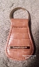 NEW Longaberger KEYCHAIN in TAN Faux Leather in BASKET WEAVE Design- FREE SHIP
