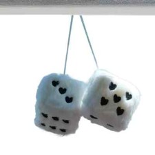 Furry Fluffy Dice Hanging Mirror Dice Lucky Heart Design Car Bedroom