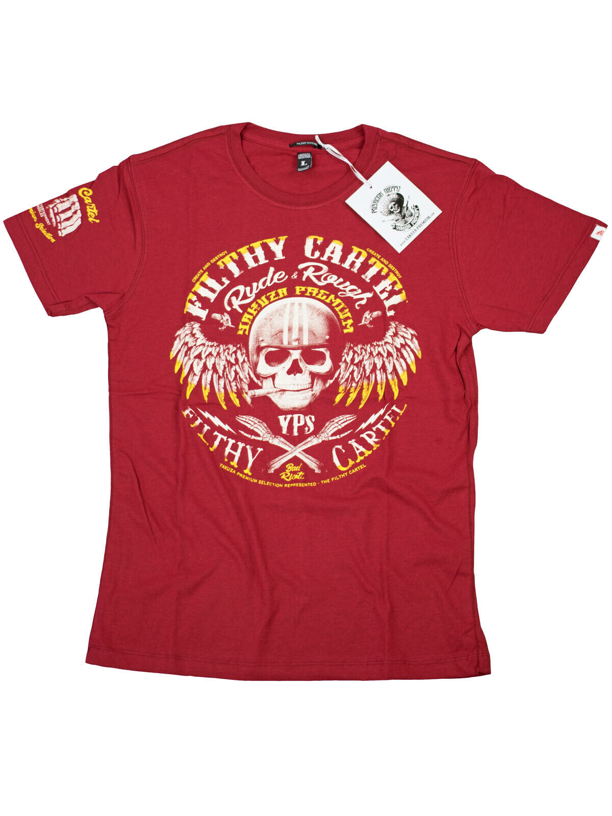 ALTRA T shirt uomo Yakuza Premium rossa teschio rude and rough S 4XL manica corta 5085