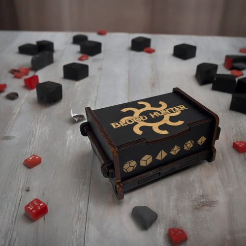 Dice Box - Black - Blood Hunter - 6x4x3 - Picture 12 of 13