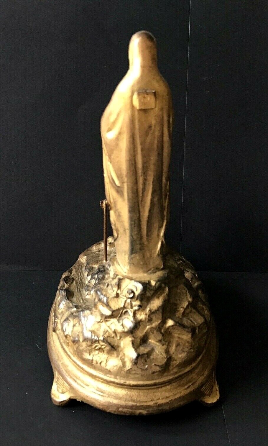 APPARITION NOTRE DAME DE LOURDES STATUETTE EN RÉGULE DORÉ/ Spelter