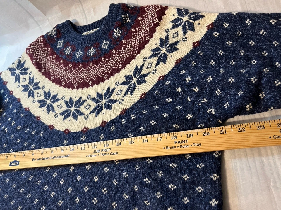 VTG Northern Reflections Fair Isle Snowflake Sweater Blue Wool Blend Womens M - Image 4 of 4
