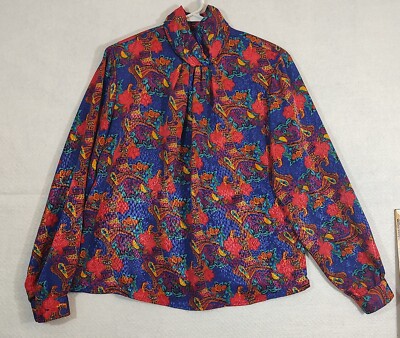 NOTATIONS 80s  90s Vintage Mock Neck Long Sleeve Shoulder Pads Grandma Mom Sz 10