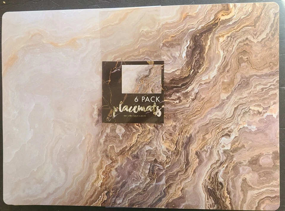 6er Set Tischsets Teble Schutz Kunststoff/Schaum 18"x13" weich hellbraun Achat