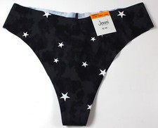 JENNI No Show Thong Panty Underwear Size Small Starry Tie Dye Black, White Stars