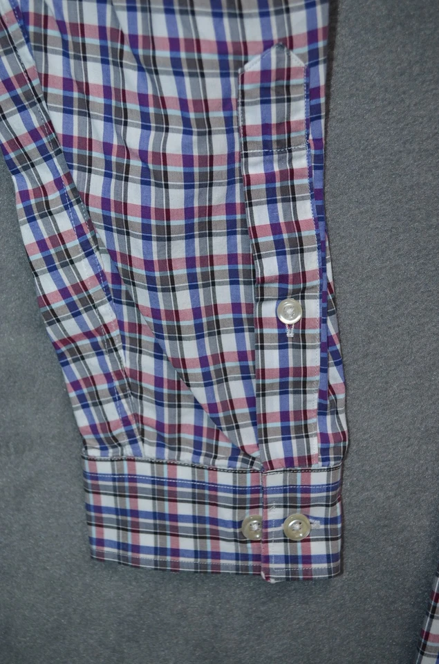Camisa de vestir Barneys New York abotonada azul a cuadros 100 % algodón talla XL Foto 2 de 4