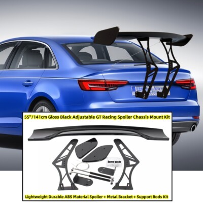 FOR 2017-24 AUDI A4 S4 B9 ADJUSTABLE GT RACING SPOILER WING TRUNK CHASSIS MOUNT