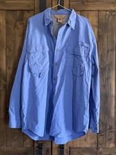 Redington Men's Medium Fishing Shirt Light Blue Long Sleeve Vented Pockets.