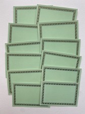 Dozen Victorian Dead Stock Green Blank Cards With Delicate Patterned Borders
