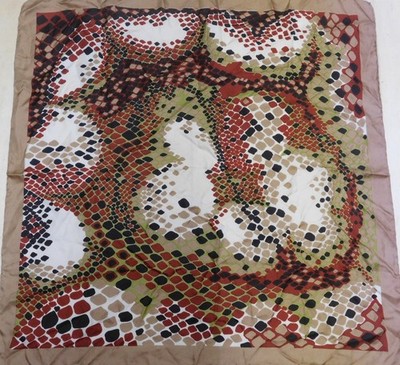 Foulard 100% Reine Seide Silk Soie Vintage Damen (1296) 68Cm X 68Cm
