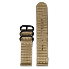 Ballistic Nylon Watch Band  Two-Piece  Tan  PVD Black Hardware