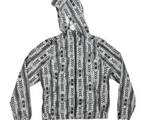 The North Face Womens Size M Gray Geometric Full Zip Hooded Windbreaker Jacket