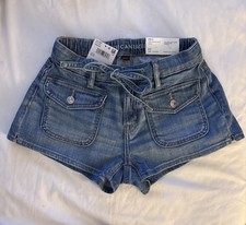 American Eagle Denim Shorts Size 00 Dreamy Drape Easy Shortie NWT Low Rise