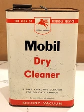 RARE Vintage MOBIL Dry Cleaner 1 gallon Can - Pegasus - Socony Vacuum - oil gas