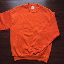 Vintage 90s Jerzees Sweatshirt Men's XL Orange Blank Crewneck Pullover USA Made