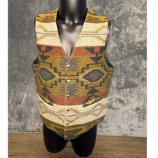 Vintage 90s Pendleton High Grade Western Wool Blanket Vest Aztec Geometric Large