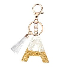 Suweibuke Cute Beige Key Chains for Women Girls, Initial Letter Keychains A