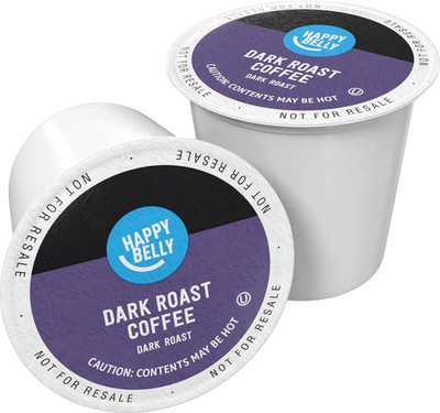 Amazon Brand - Happy Belly Dark Roast Coffee Pods, Compatible with Keurig 2.0 K-