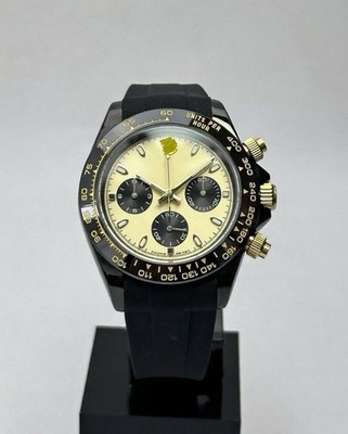 Ceigo Gold Black Chronograph VK63 Arabic Dial Sport Watch 40mm